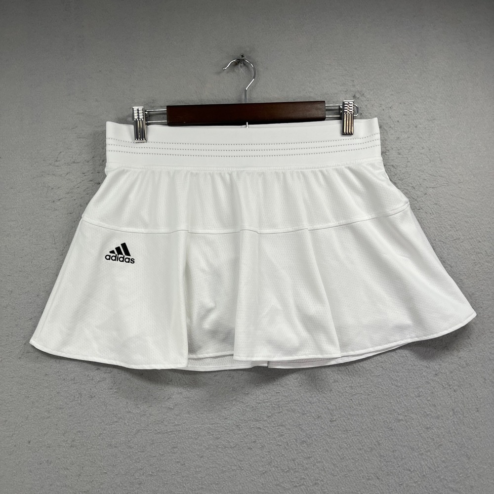 Adidas Skort Womens L White Primeblue HEAT RDY Parley Tennis Skirt Ruffle Active